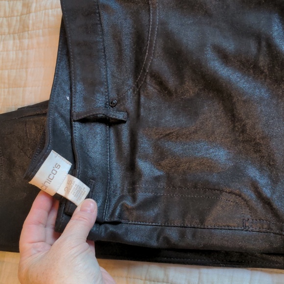 Faux Leather Size 2.5 or 14 Chico's Heavy black jegging - Picture 2 of 6
